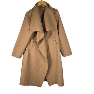 MODA Italy Caramel Tie Waist Trench Duster Waterfall Coat